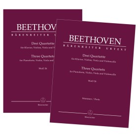 Beethoven. tres cuartetos para piano, violín, viola y violoncello .woo36. edit.barenreiter.